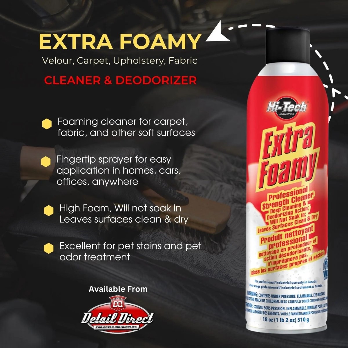 Hi-Tech Extra Foamy Carpet & Upholstery Cleaner - Detail Direct