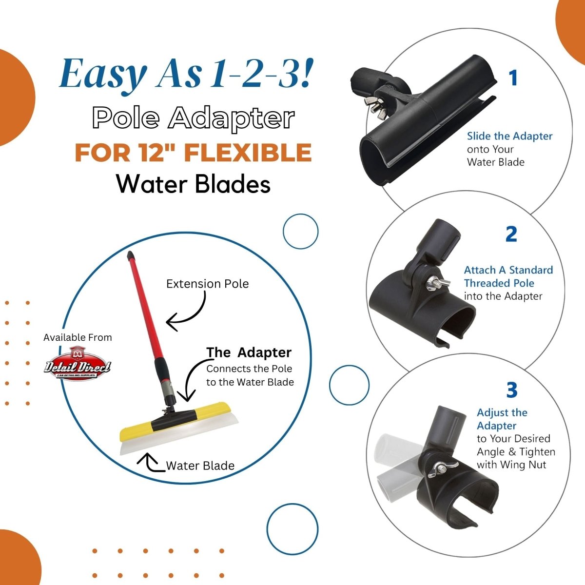 One Pass Extension Pole Adapter for Flexible Water Blades - Detail Direct