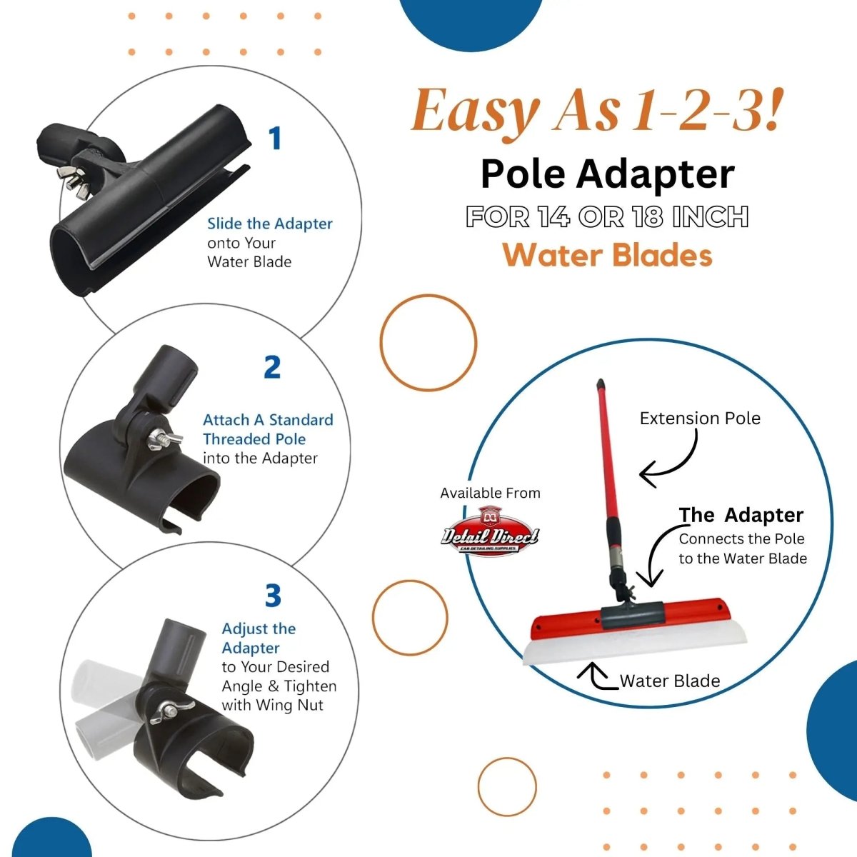 One Pass Water Blade Extension Pole Adapter - Detail Direct