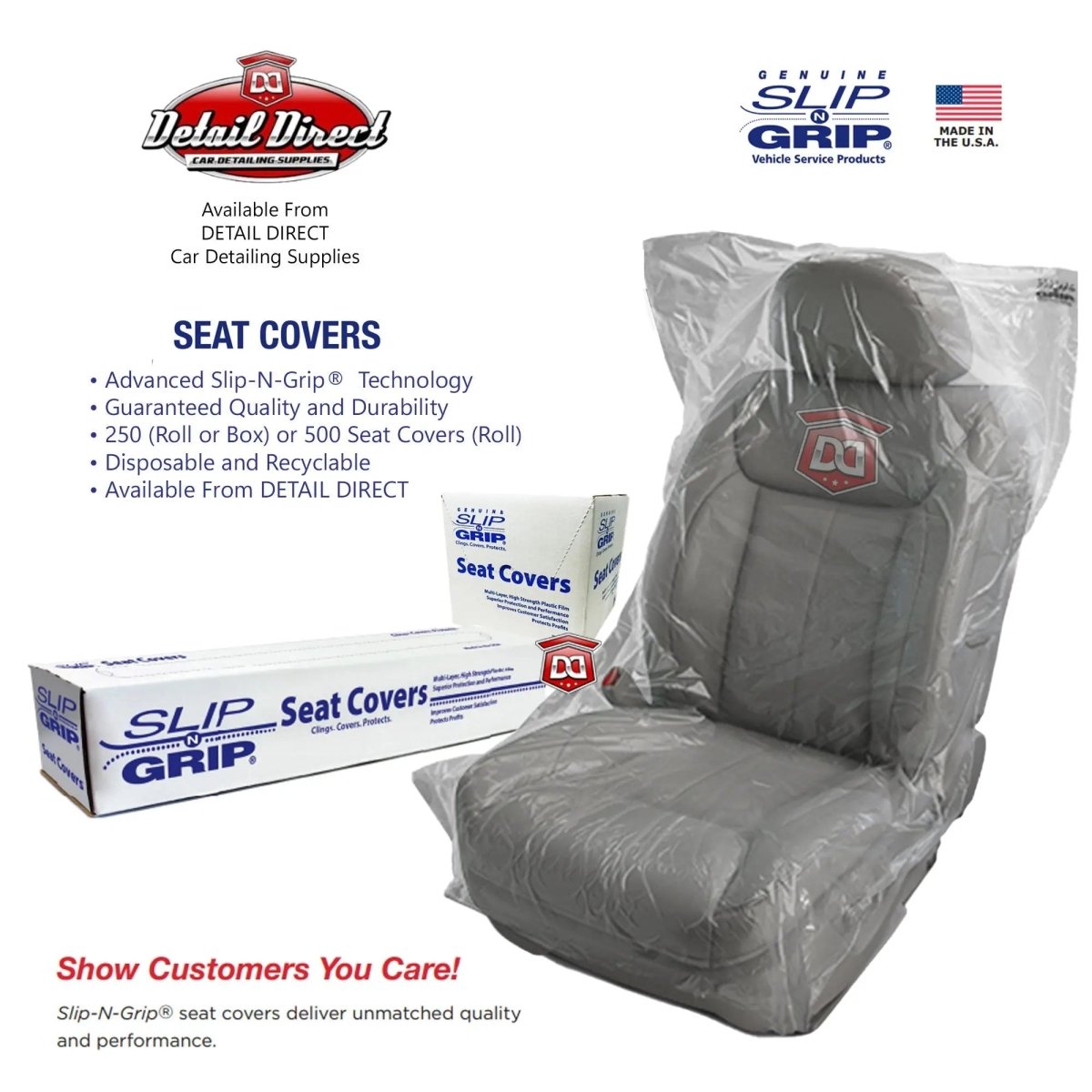 Slip-N-Grip Disposable Car Seat Covers (.5 Mil or .7 Mil) - Detail Direct