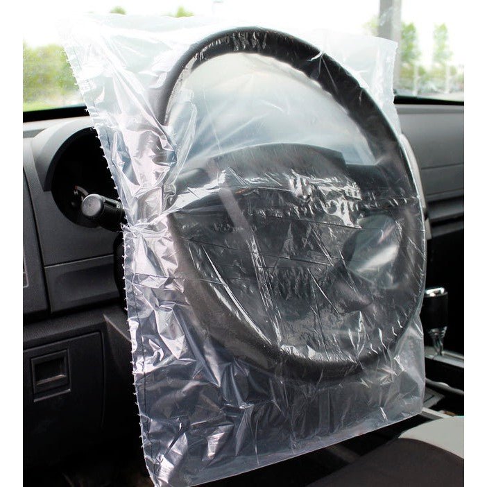 Slip - N - Grip® Slide - On Plastic Disposable Steering Wheel Covers (Roll of 500) - Detail Direct