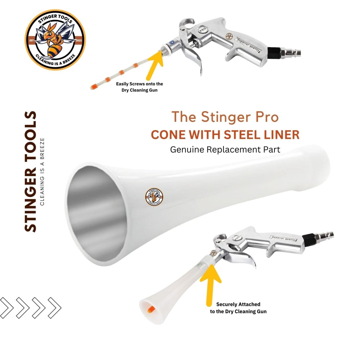 Stinger Cleaning Gun Metal Lined Cone - Detail Direct