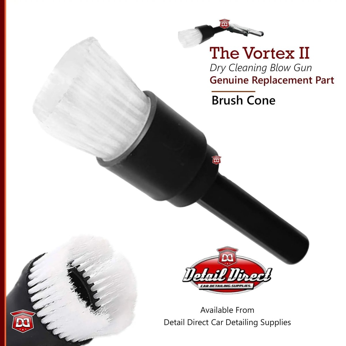 Vortex Air Cleaning Gun Black Cone with Brush - Detail Direct